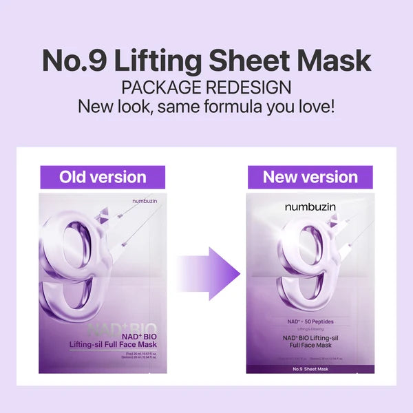 Numbuzin No.9 NAD+ Bio Lifting-sil Full Face Mask Set 4 sheets