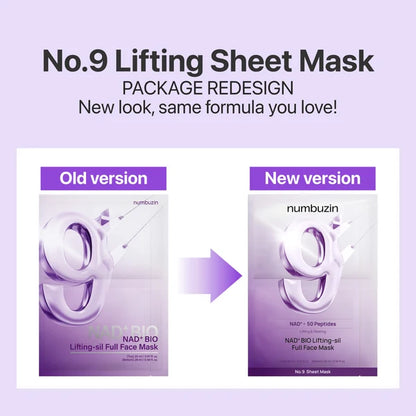 Numbuzin No.9 NAD+ Bio Lifting-sil Full Face Mask Set 4 sheets
