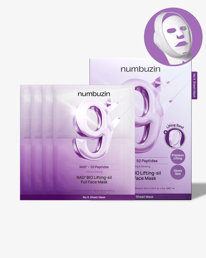 Numbuzin No.9 NAD+ Bio Lifting-sil Full Face Mask Set 4 sheets