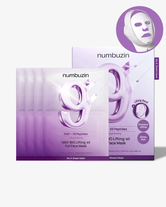 Numbuzin No.9 NAD+ Bio Lifting-sil Full Face Mask Set 4 sheets